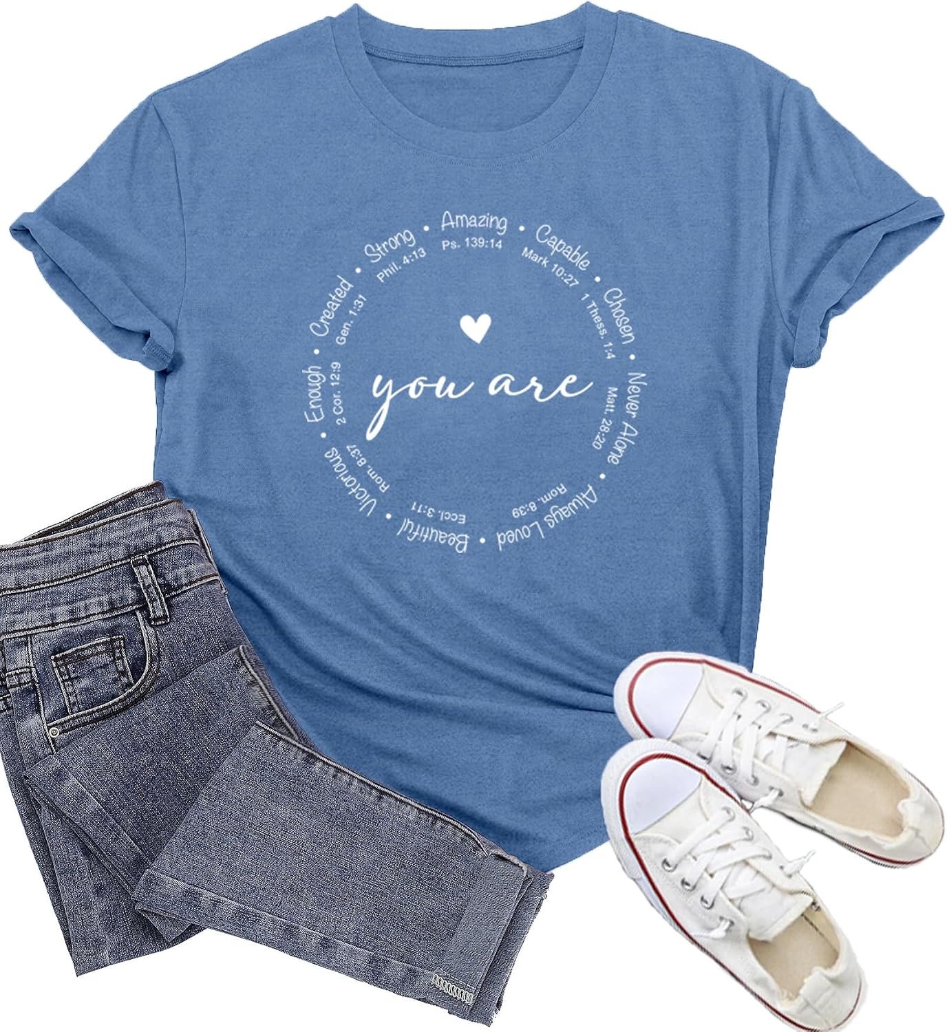 Christian Shirts for Women You are Inspiration Cute Heart Shirt Bible Verse Blessed Faith Top