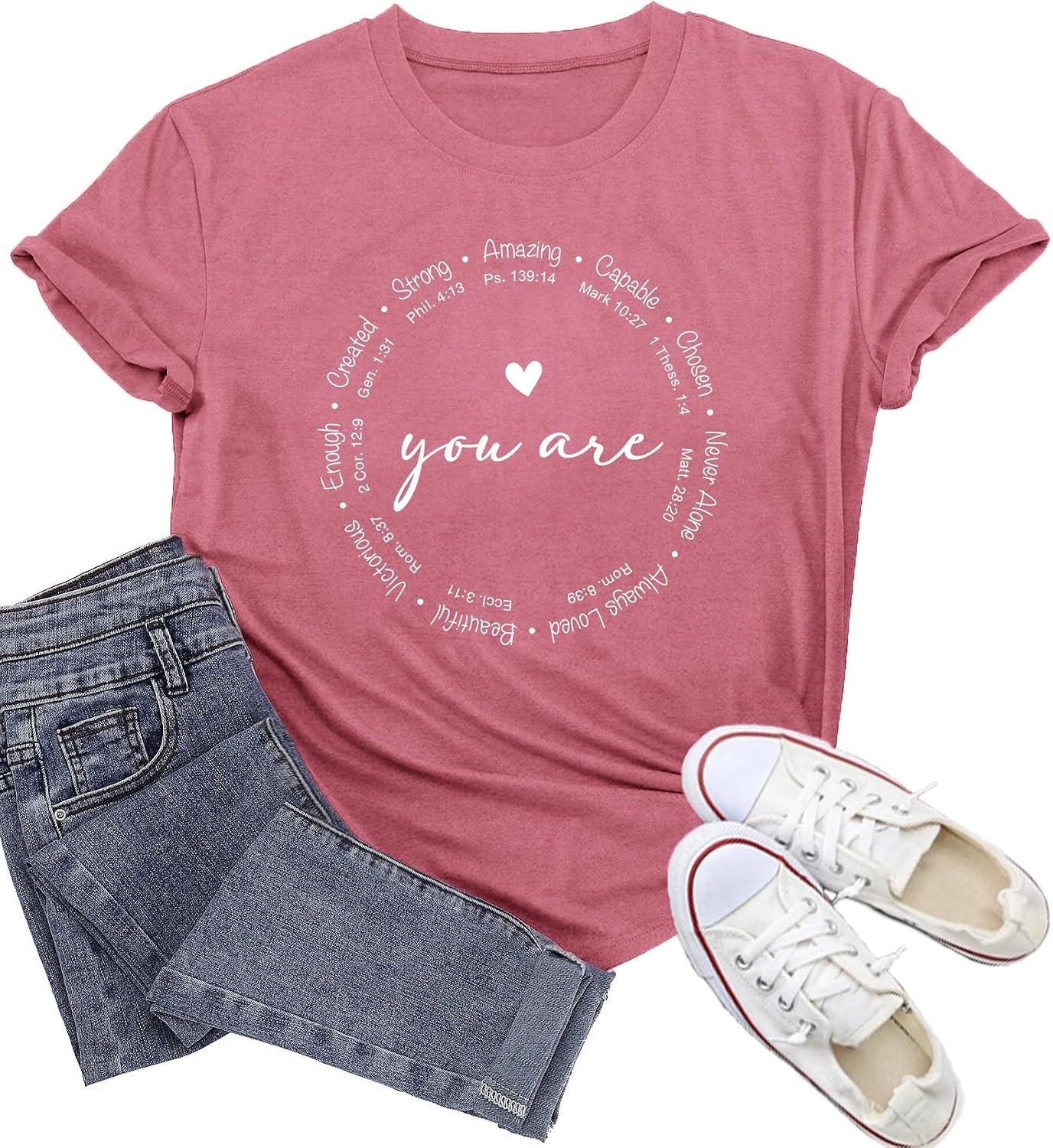 Christian Shirts for Women You are Inspiration Cute Heart Shirt Bible Verse Blessed Faith Top