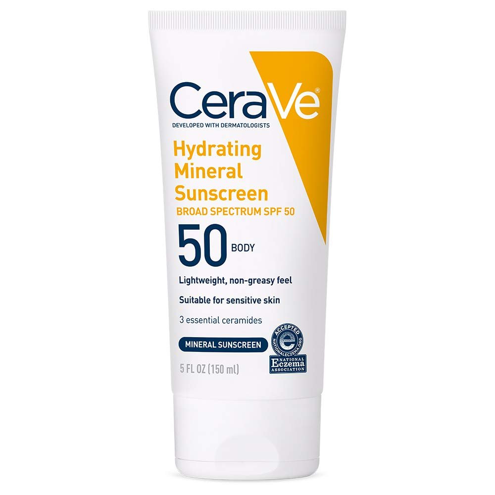CeraVe Hydrating Mineral Sunscreen, SPF 50, Body Sunscreen, 5oz