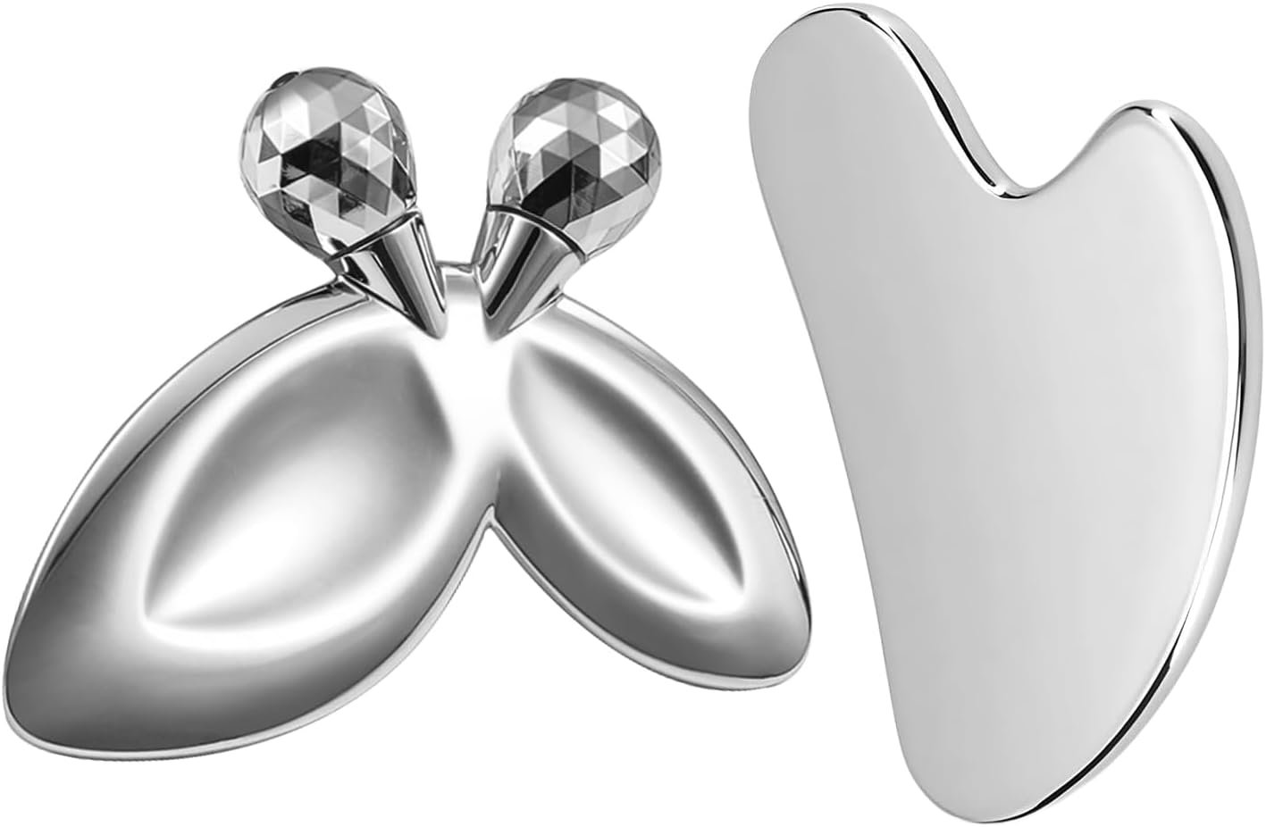 Gua Sha Facial Tools and Face Roller Set, Stainless Steel Facial Sculpting Eyes Roller Guasha for Face, Chin & Jawline Sculpting,Skin Care
