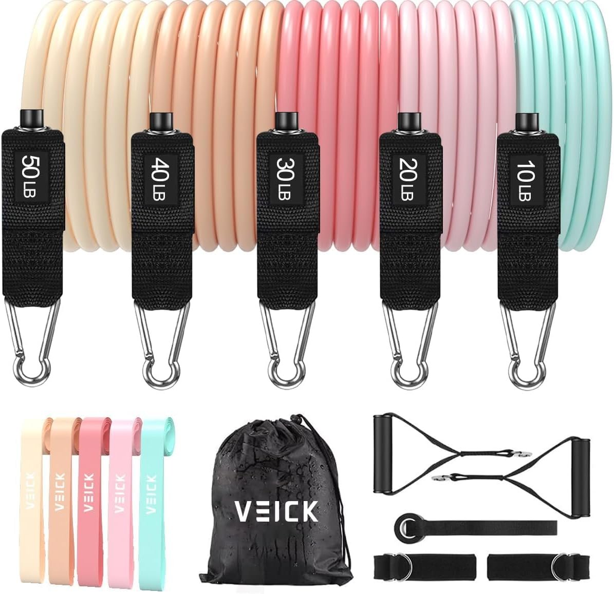 VEICK Resistance Bands with Handles, Exercise Tube Bands Set for Workouts