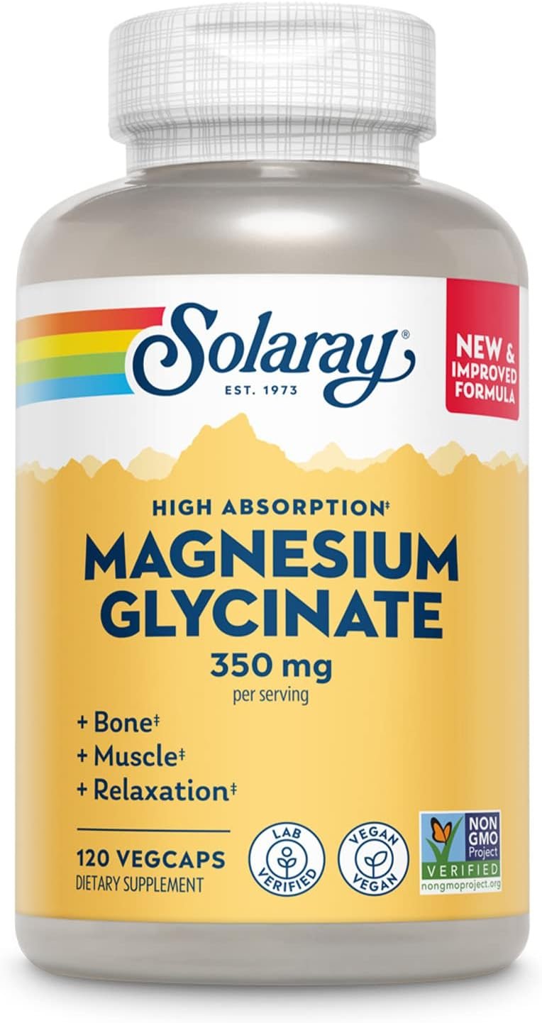 SOLARAY Enhanced Absorption Magnesium Glycinate 350 mg, 120 VegCaps