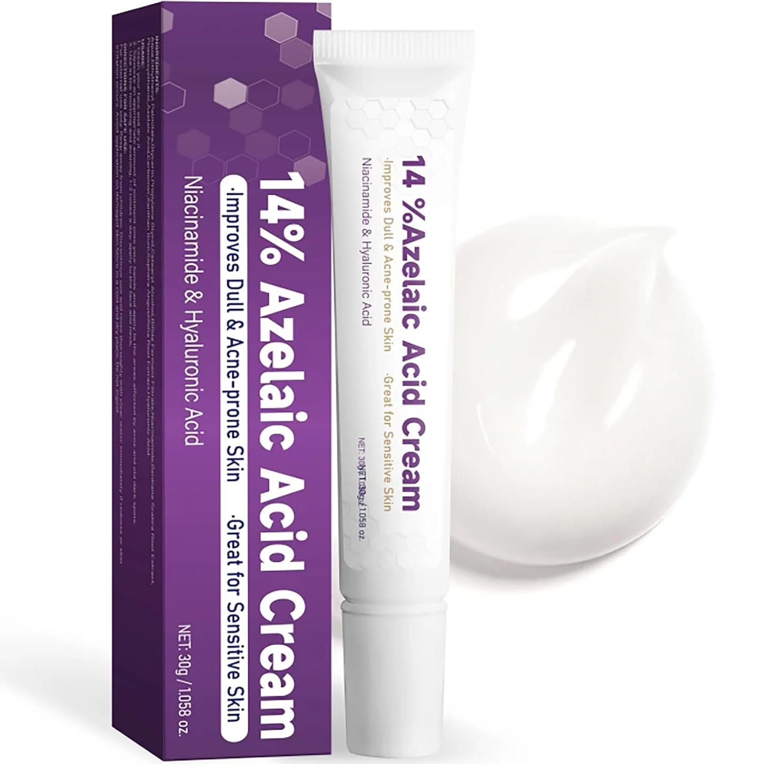14% Azelaic Acid Acne Cream – Azelaic Acid Serum with Hyaluronic Acid, Niacinamide & Squalane – Reduce Acne, Pore Refining & Oil Control – Face Moisturizer for All Skin Types, 1 Oz
