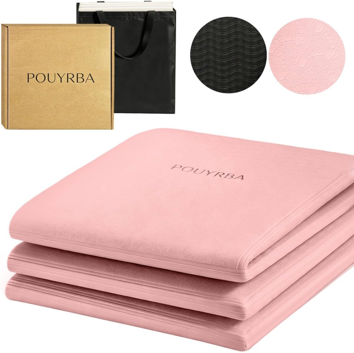 Foldable Yoga Mat for Travel, 6mm Thick TPE Non-Slip Pilates Exercise Mat, Portable Folding Yoga Mat 72″x24″x0.24″ with Carry Bag, Compact Travel Yoga Mat for Home Workout Gym Stretching & Outdoor