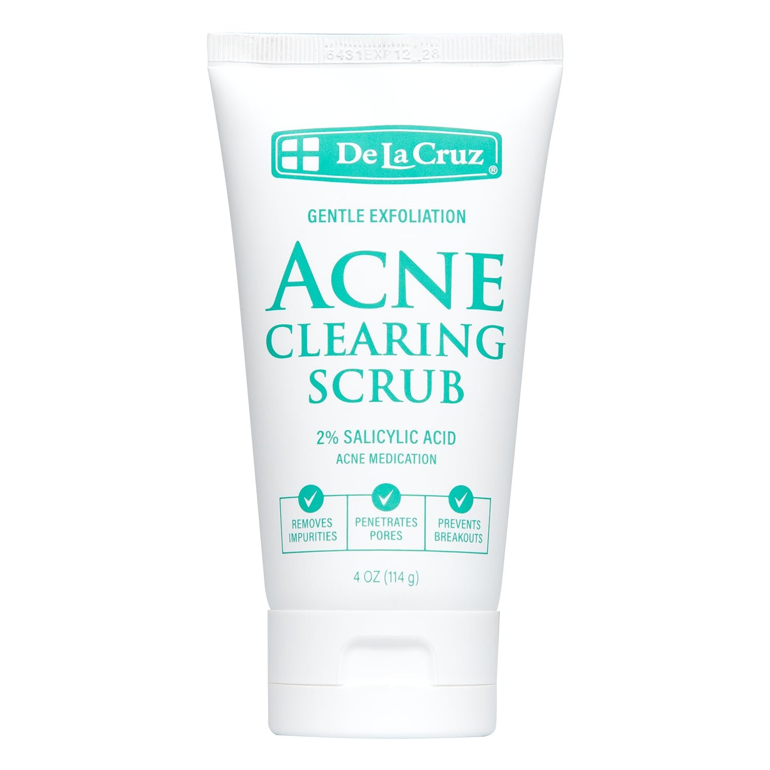 De La Cruz 2% Salicylic Acid Acne Clearing Scrub, 4 oz Face Exfoliator