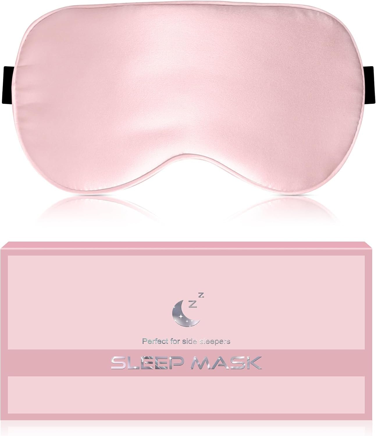 Silk Sleep Mask for Women – Soft Breathable Organic Natural Mulberry Silk Fabric Blackout Eye Mask for Sleeping with Adjustable Straps No Pressure Eye Mask for Travel Essentials Gifts (Pink)