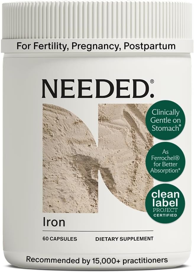 Needed.® Prenatal Iron Supplement – Pregnancy, Breastfeeding, Postpartum – Aids Energy, Birth Weight & Baby’s Neural Development – Non-Constipating & Gentle on Stomach – Flexible Dosing for Pregnancy