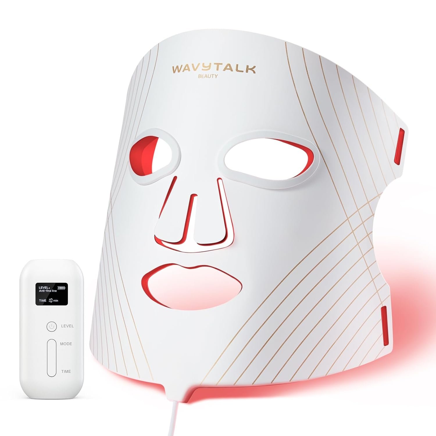 Wavytalk Red Light Therapy Mask for Face, Glow Time LED Face Mask 850nm NIR