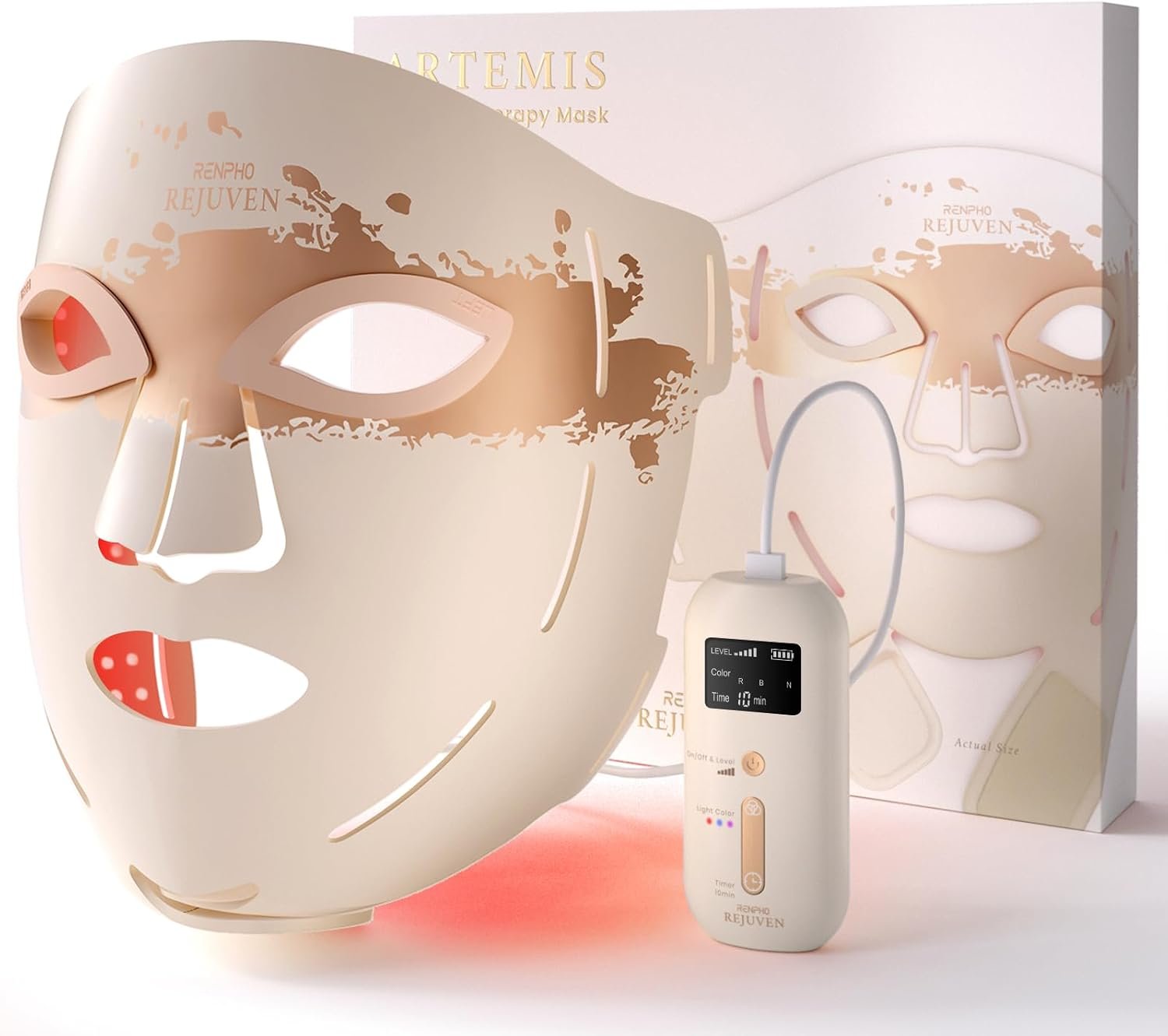 RENPHO Rejuven Red Light Therapy Mask for Face, 324 LEDs, FDA-Cleared