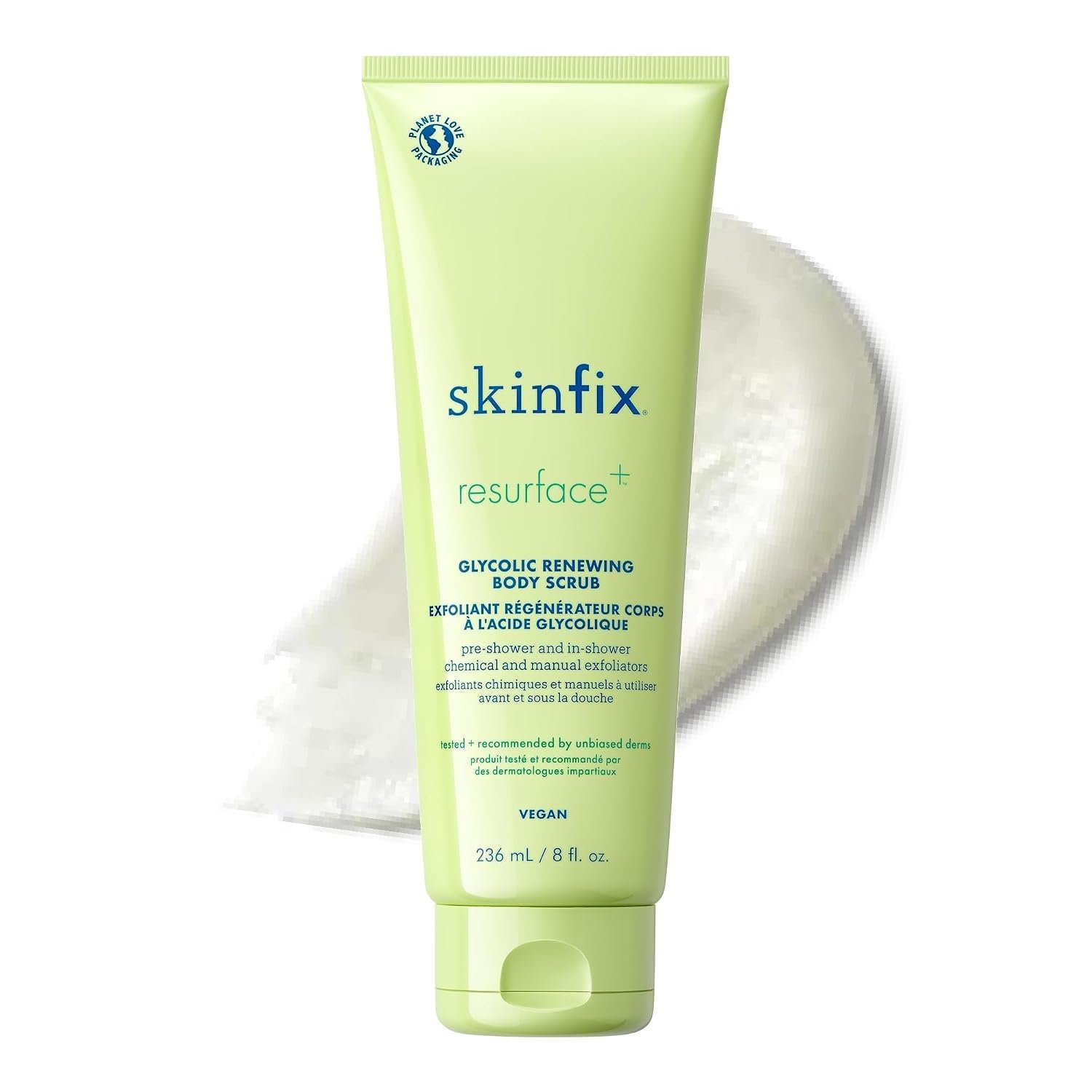 Skinfix Glycolic Renewing Scrub – 8 oz – Dual-Action Exfoliating Body Treatment with Lactic Acid – Smooths Rough Patches, Removes Flakes & Improves Skin Texture – Vegan, Cruelty Free