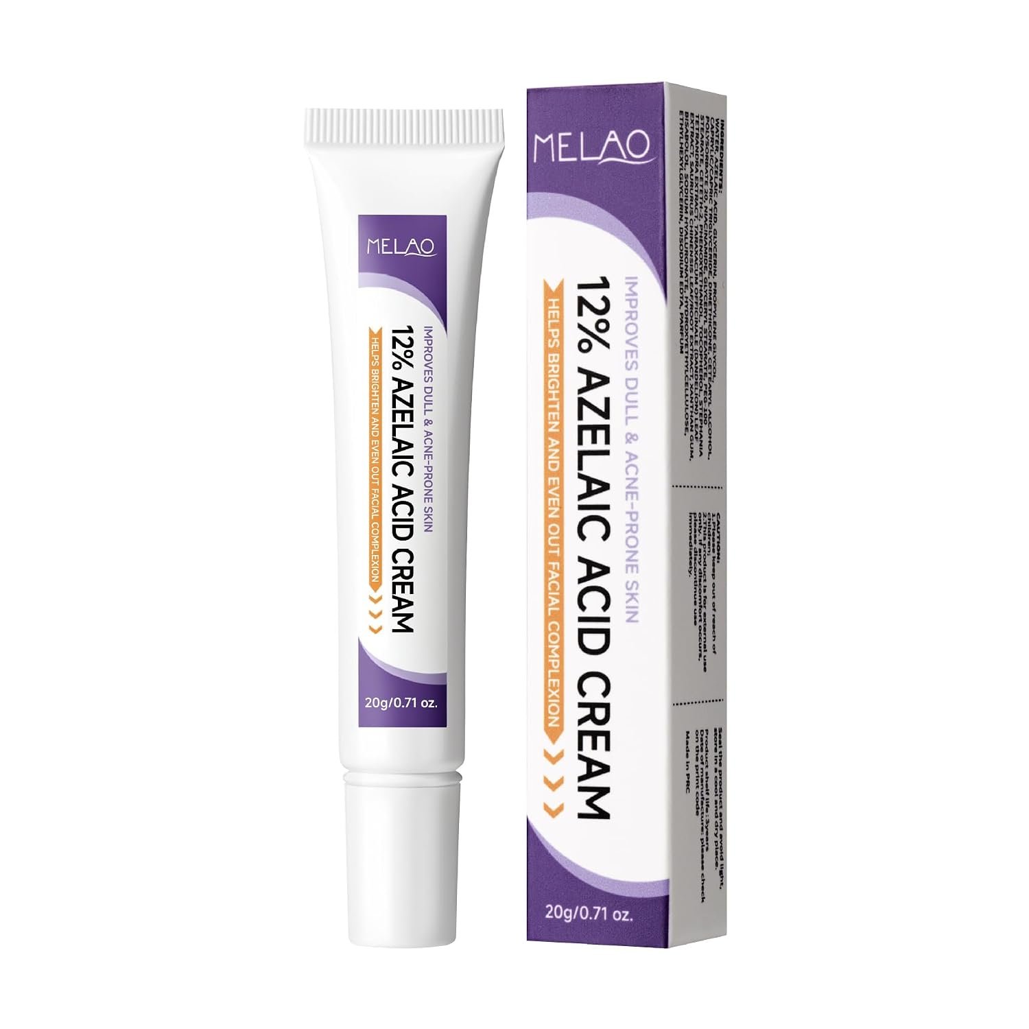 12% Azelaic Acid Acne Cream with Niacinamide – Gentle Hydrating Formula For Redness Reduce, Help Acne Breakouts, Ease Pimple Improve Skin, 0.72 Oz (Purple)