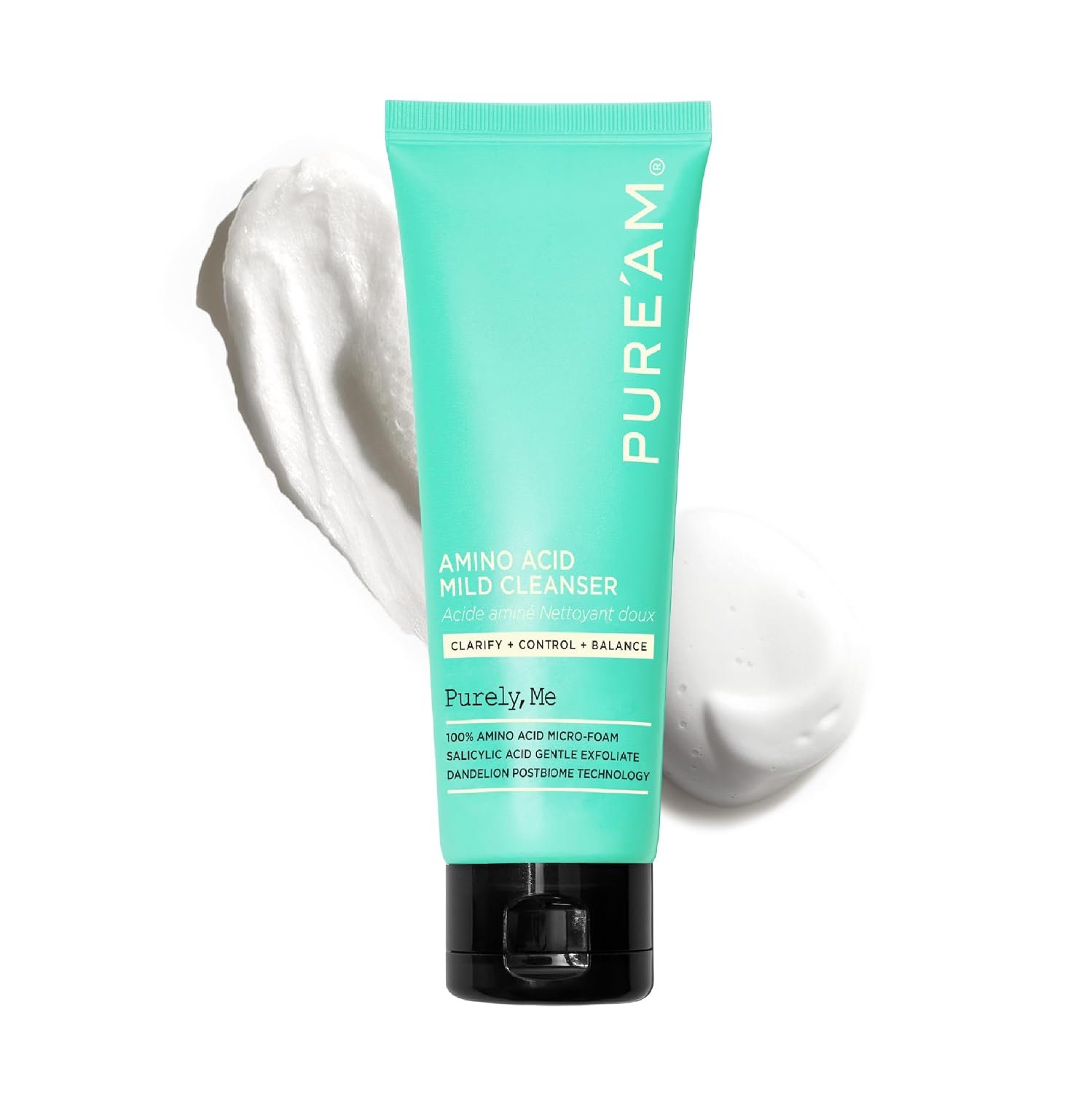 PURE’AM Amino Acid Cleanser, Salicylic Acid Korean Face Wash, 4.05 fl oz