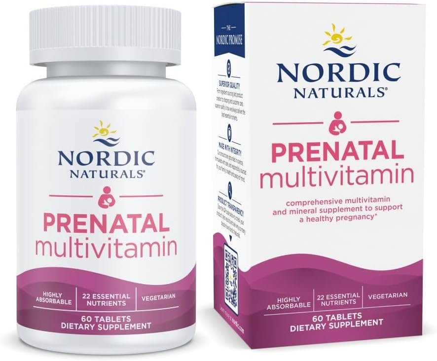 Nordic Naturals Prenatal Multivitamin, Vegetarian w/Folate, Iron, B6, 60ct