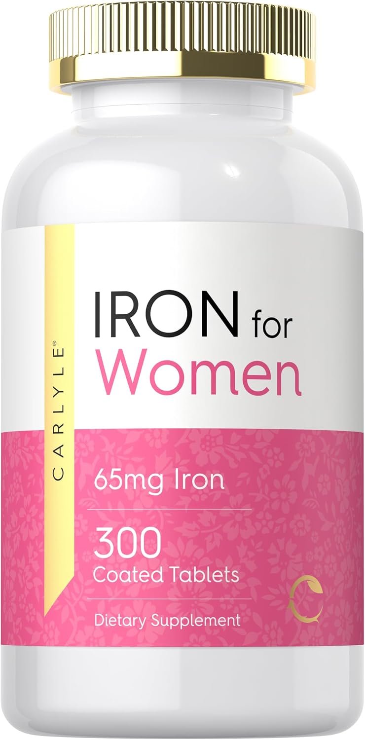 Carlyle Iron Supplement for Women 65mg | 300 Coated Tablets