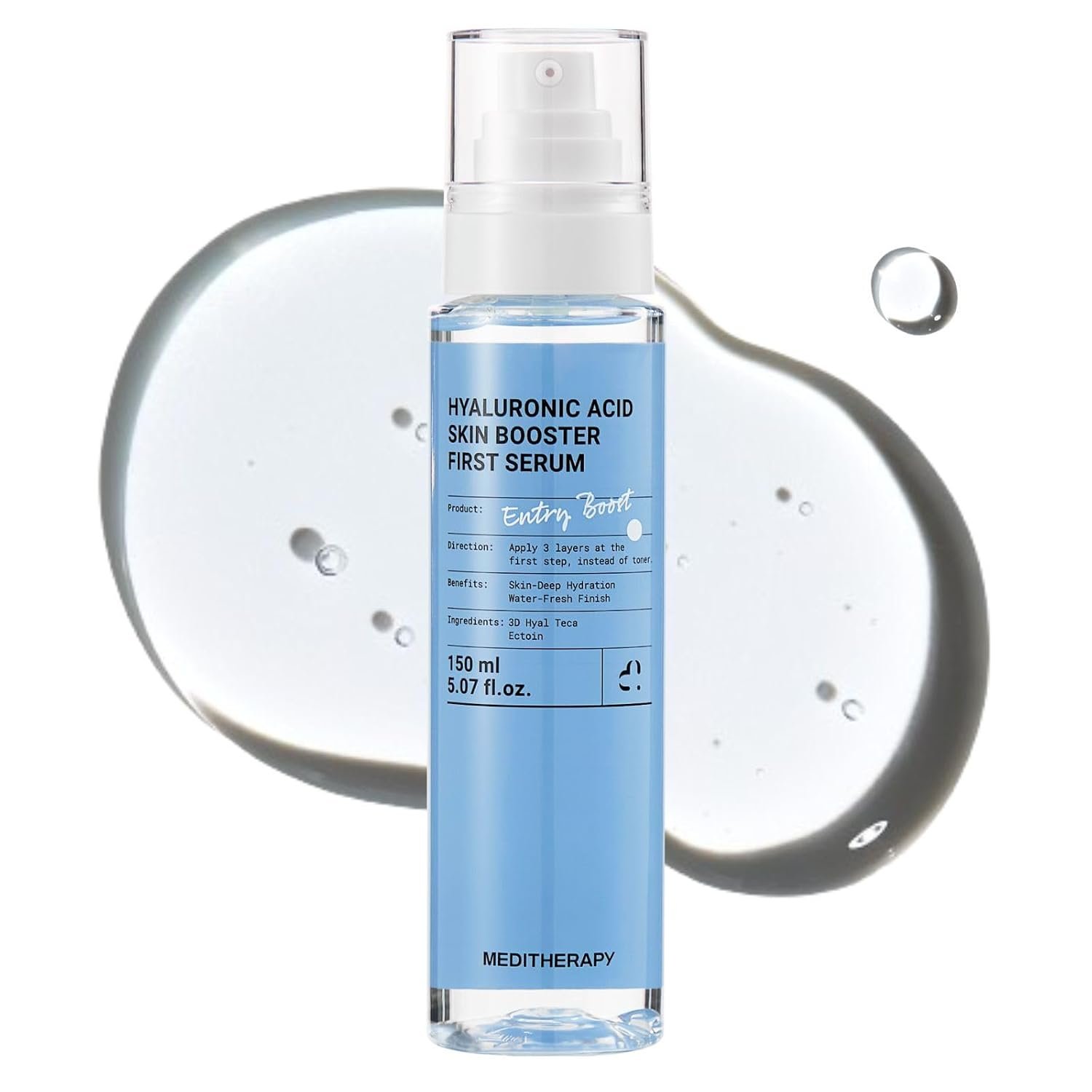 MEDITHERAPY Hyaluronic Acid Serum 5.07 fl oz | Korean Facial Serum for Plump Dewy Glass Skin, Deep Hydrating Moisture for All Skin Types, K-Beauty