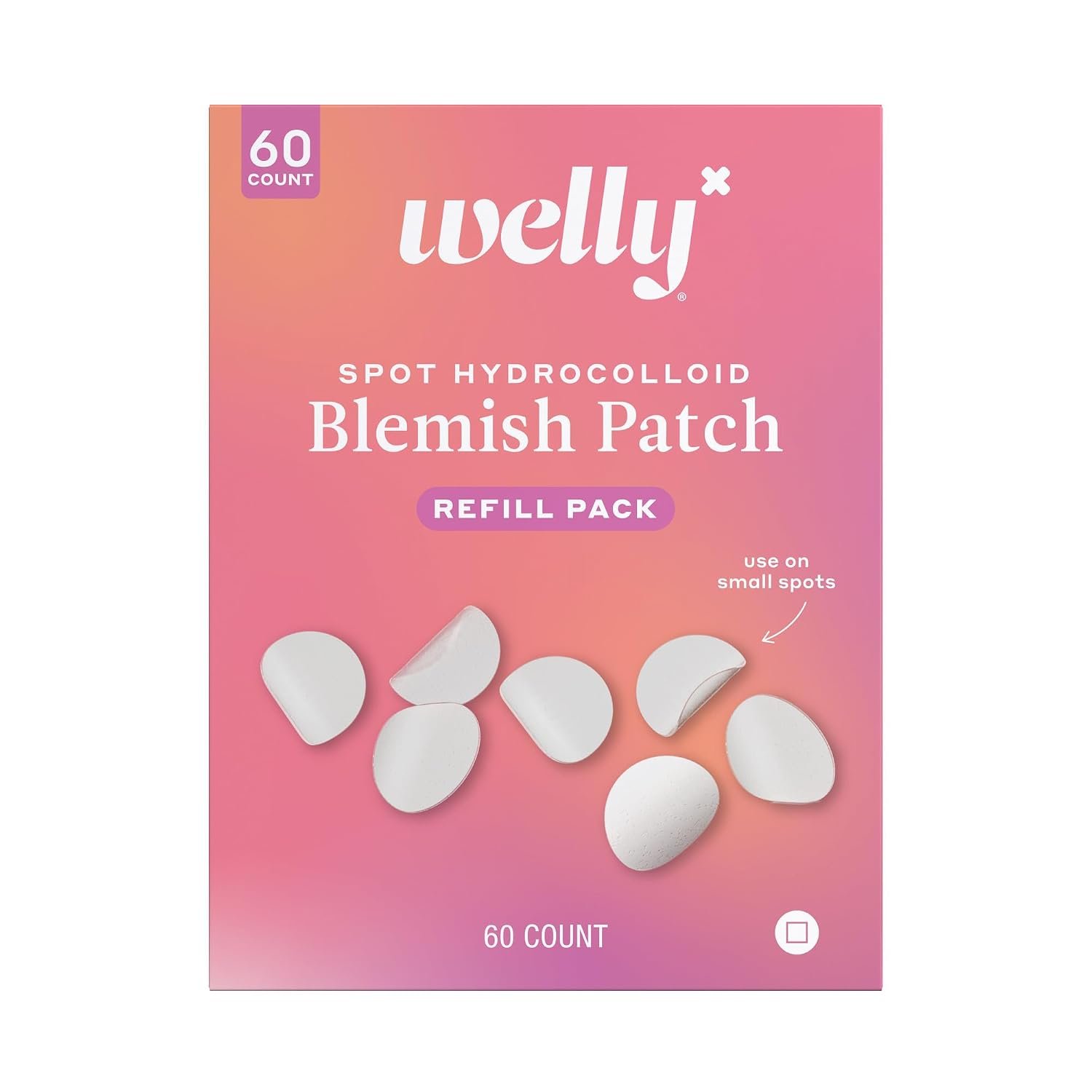 Welly Bandages – Face Saver, Hydrocolloid, Adhesive Small Spot Shape, Clear Value Pack – 60ct