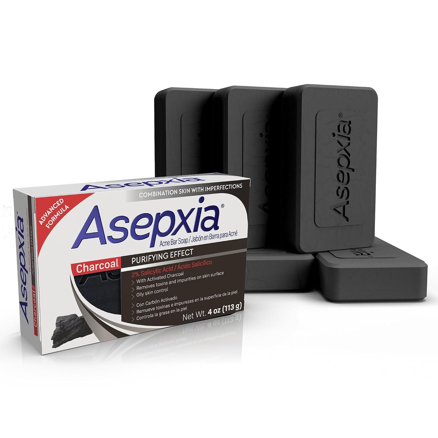 Asepxia Salicylic Acid & Activated Charcoal Bar Soap, 4 Oz, 5-Pack
