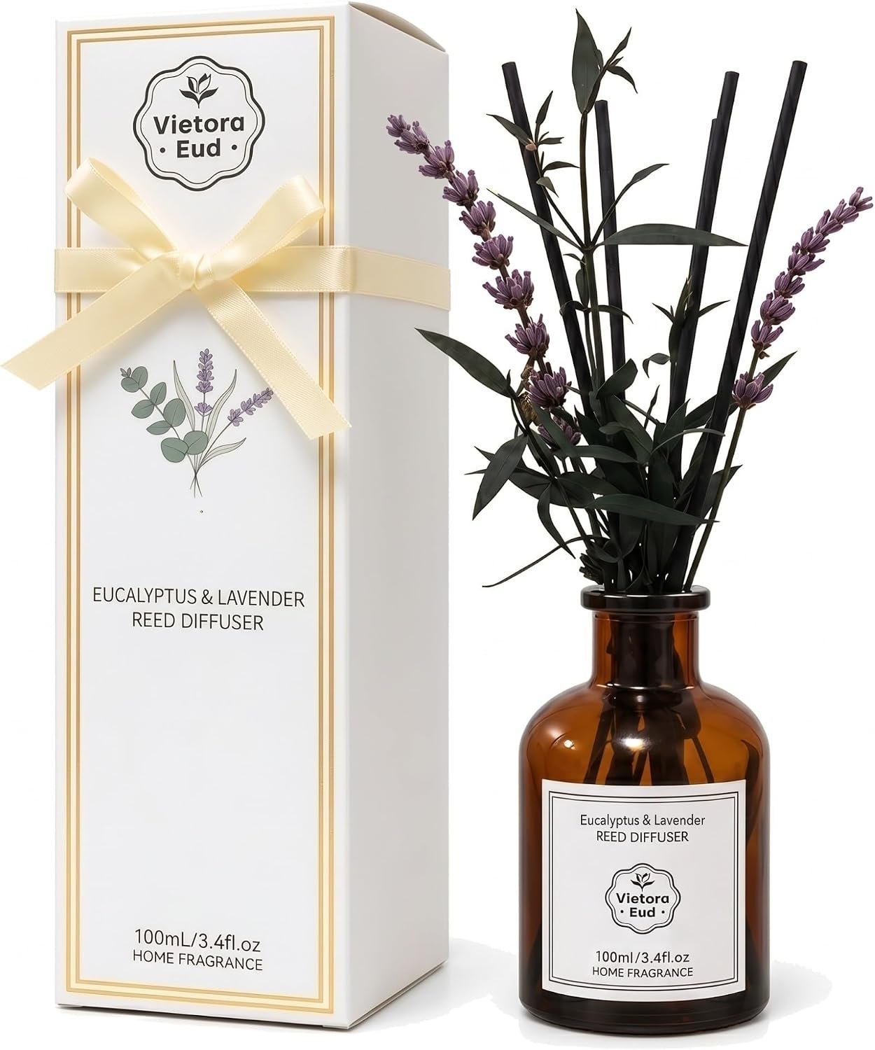 Eucalyptus Lavender Flower Reed Diffuser, Bathroom Shelf Decor