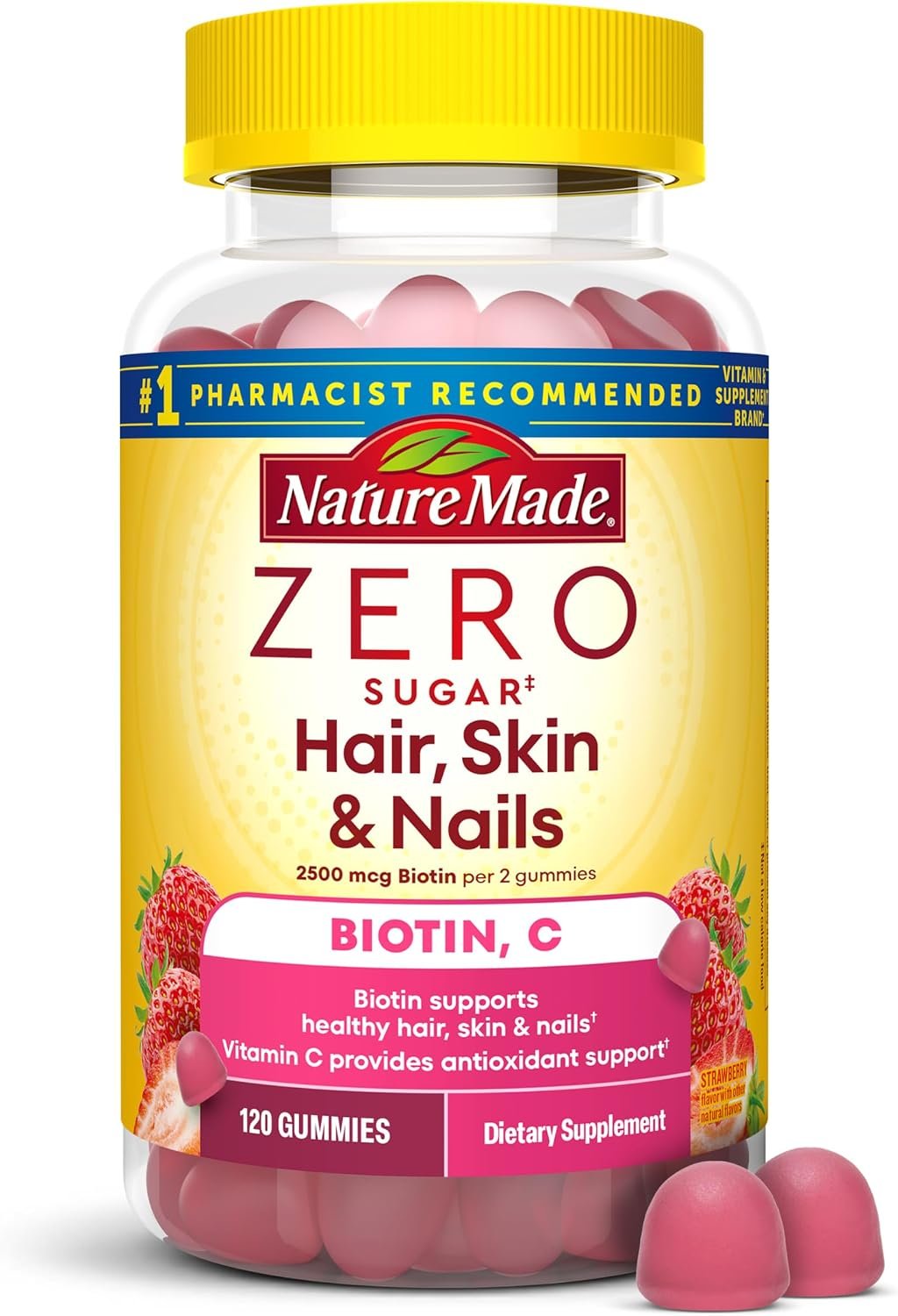 Nature Made Zero Sugar Hair Skin Nails Gummies, 120 Gummies