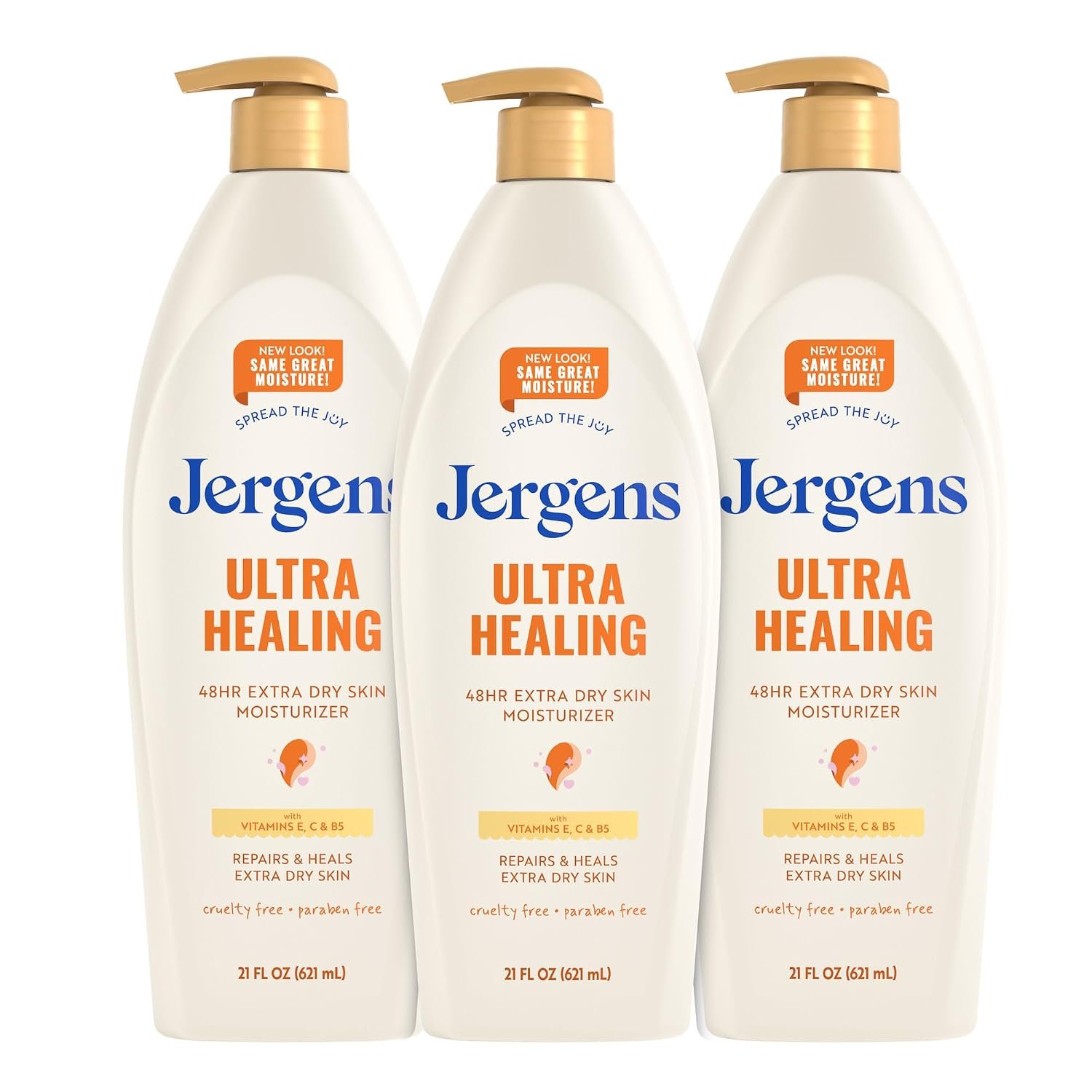 Jergens Ultra Healing Body Lotion, Moisturizer for Dry Skin, 21 fl oz, 3pk