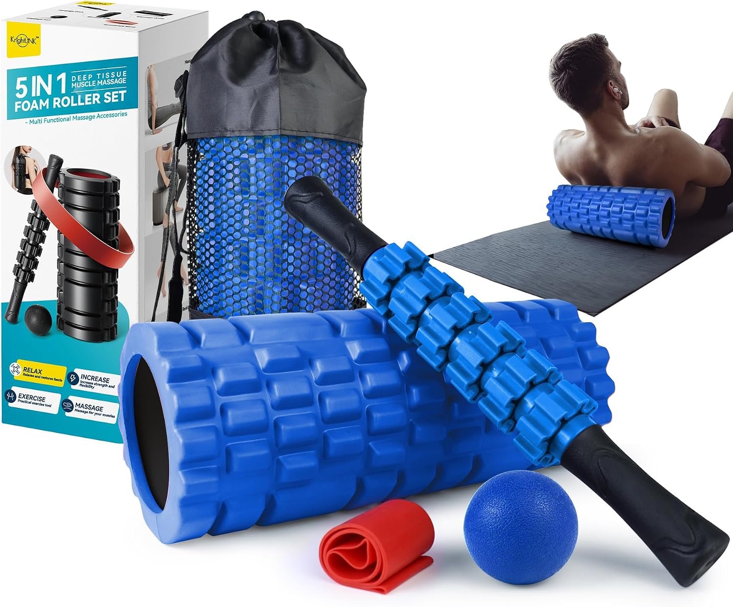 5 in1 Foam Roller Set High Density Foam Roller Muscle Recovery