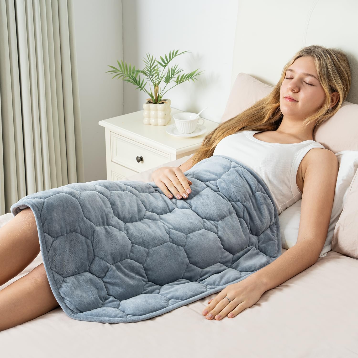 Weighted Lap Blanket 7lbs, 24″x29″ Small Travel Blankets for Adults