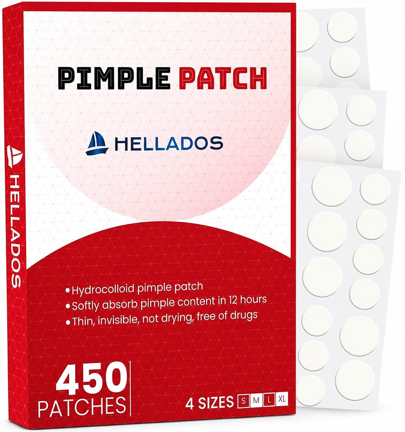 450 Pimple Patches For Face, 4 Size Hydrocolloid Acne Patches