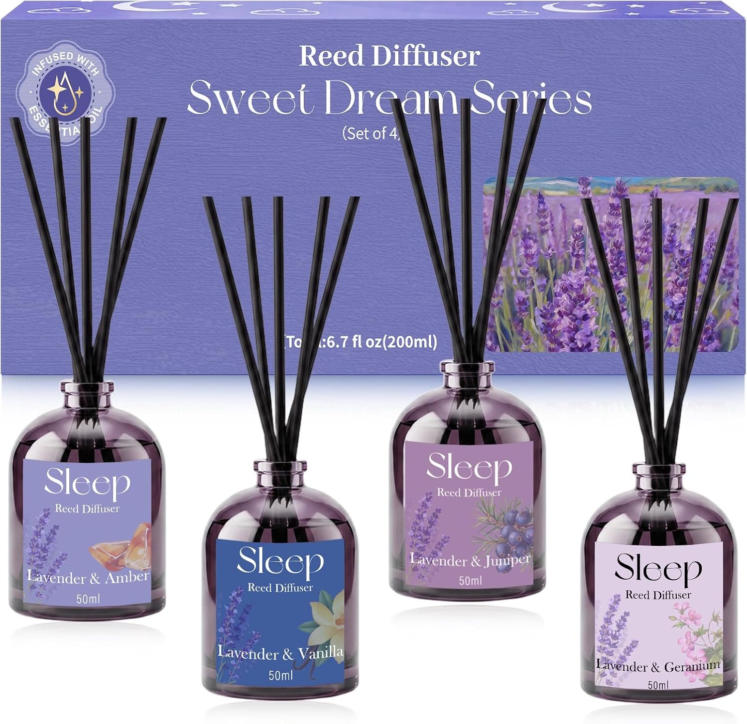 Reed Diffuser Set, 6.76oz, Lavender Essential Oil Diffuser