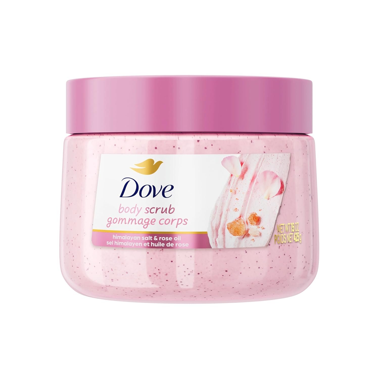 Dove Exfoliating Body Scrub, Himalayan Salt & Rose Oil, 15 oz