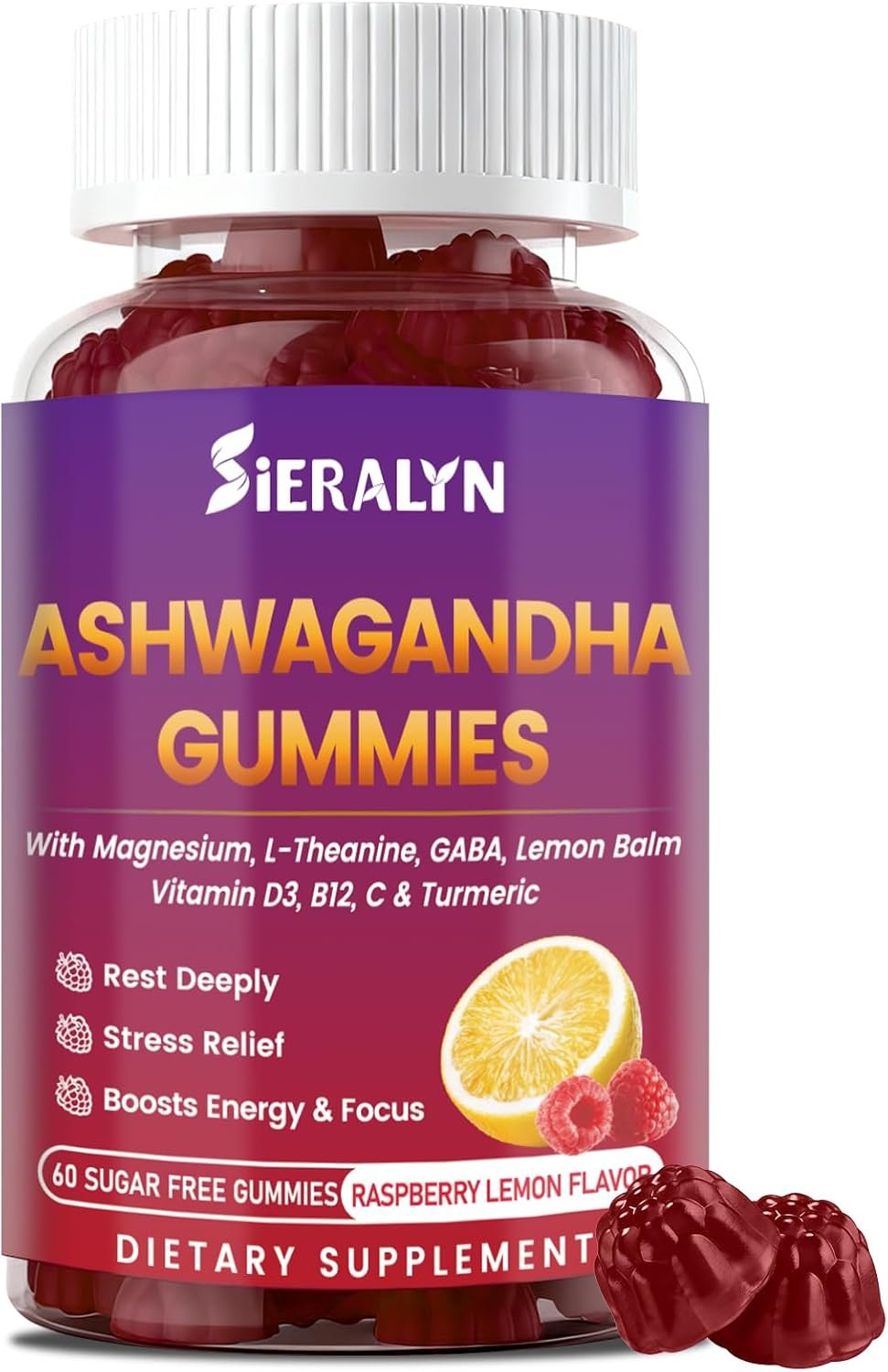 Ashwagandha Gummies Supplements 2000mg for Women Men, Vegan, Sugar-Free