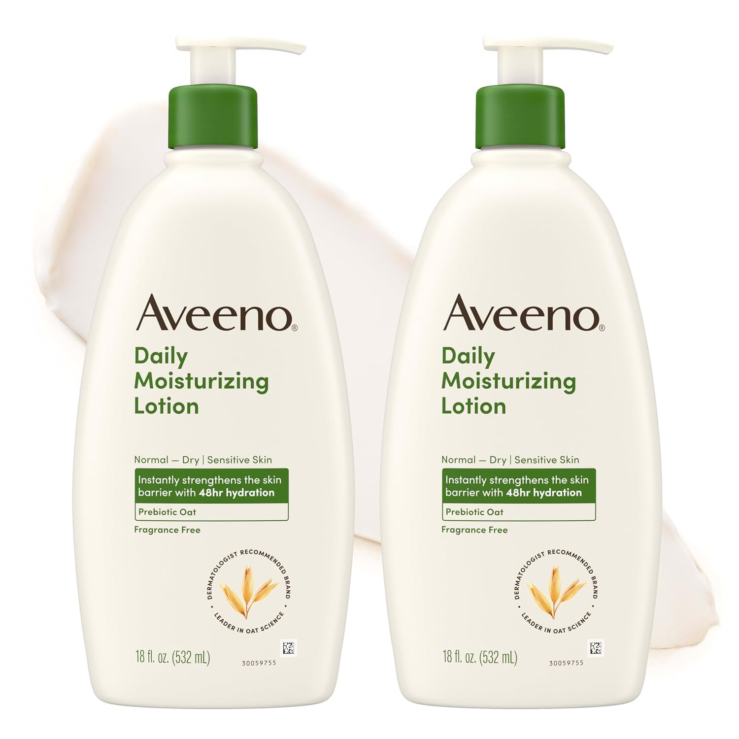 Aveeno Daily Moisturizing Body Lotion, Fragrance-Free, 2 x 18 fl. oz