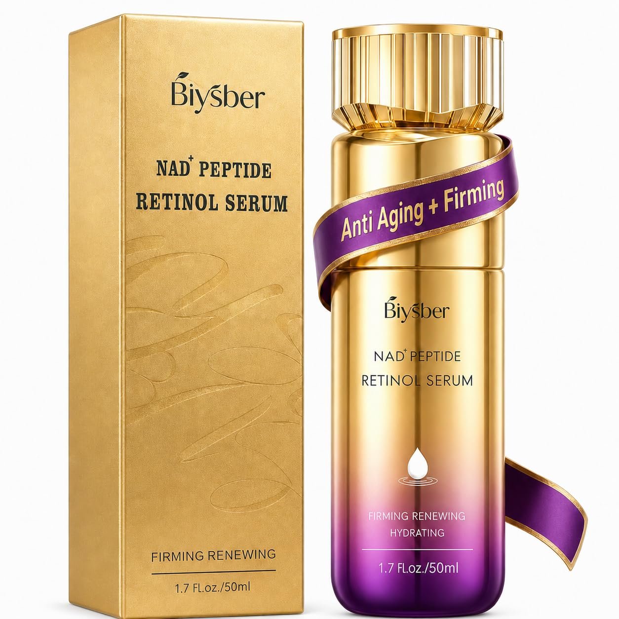 Retinol Serum for Face & Neck with Peptide & NAD+, Firming Collagen Skin Care for Fine Lines, Wrinkles & Hydration, Lightweight Daily Serum for Women & Men, 1.7Fl Oz