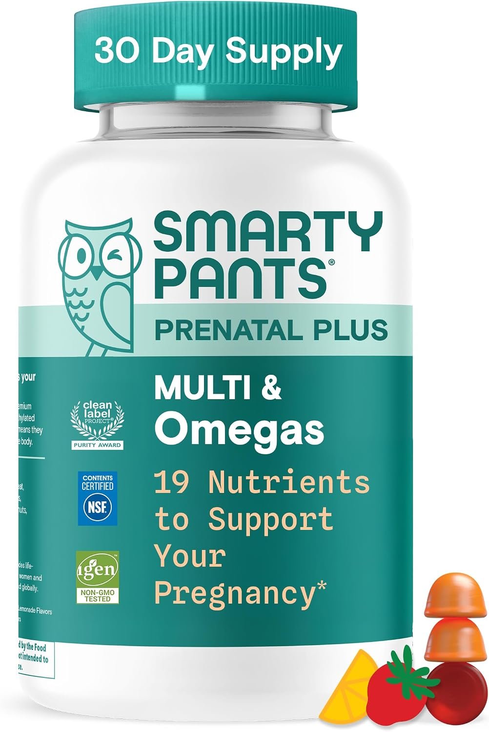 SmartyPants Prenatal Multivitamin Gummies, Vitamin D & C, Omega 3, 90 Ct