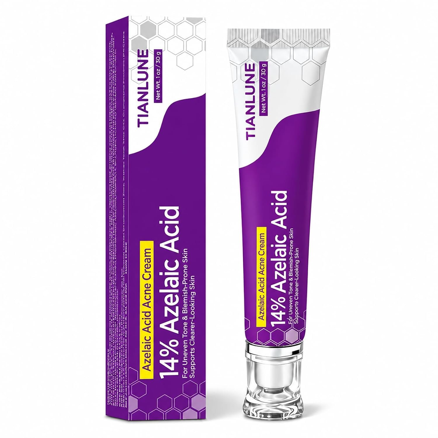 Azelaic Acid 14% Cream for Face 1PCS, Lightweight Azelaic Acid Serum with Gel-Cream Texture for Uneven Tone, Pore Care & Smooth-Looking Skin, Fragrance-Free, 1 Oz