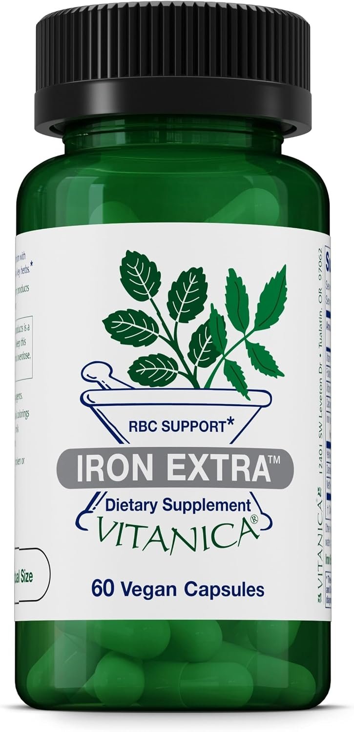 Vitanica Iron Extra, 25 mg Elemental Iron Bisglycinate, Vegan, 60 Capsules