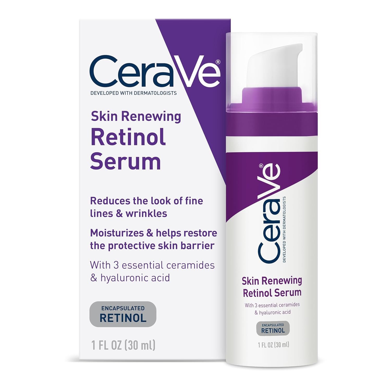 CeraVe Retinol Serum for Face with Niacinamide & Hyaluronic Acid, 1oz