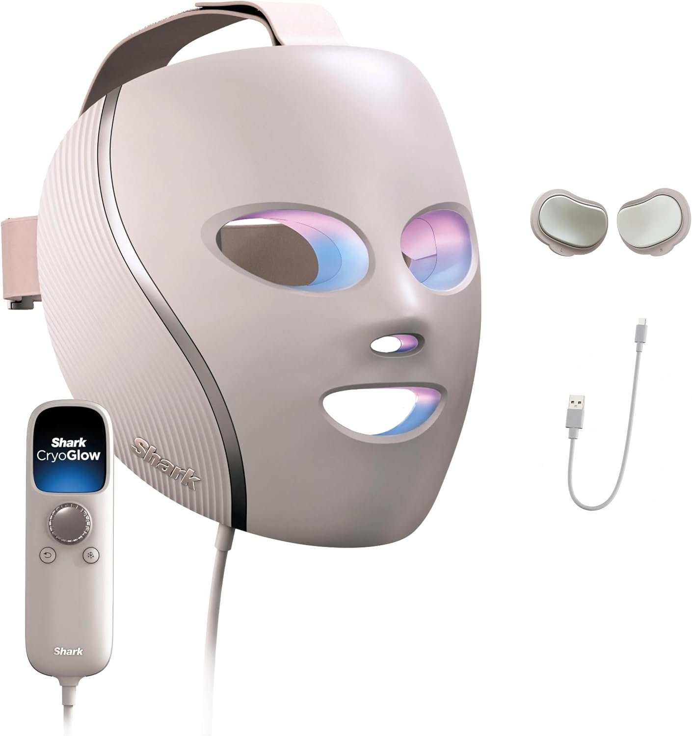 Shark CryoGlow LED Face Mask, Red Light Therapy, Under-Eye Cooling, FW312PK