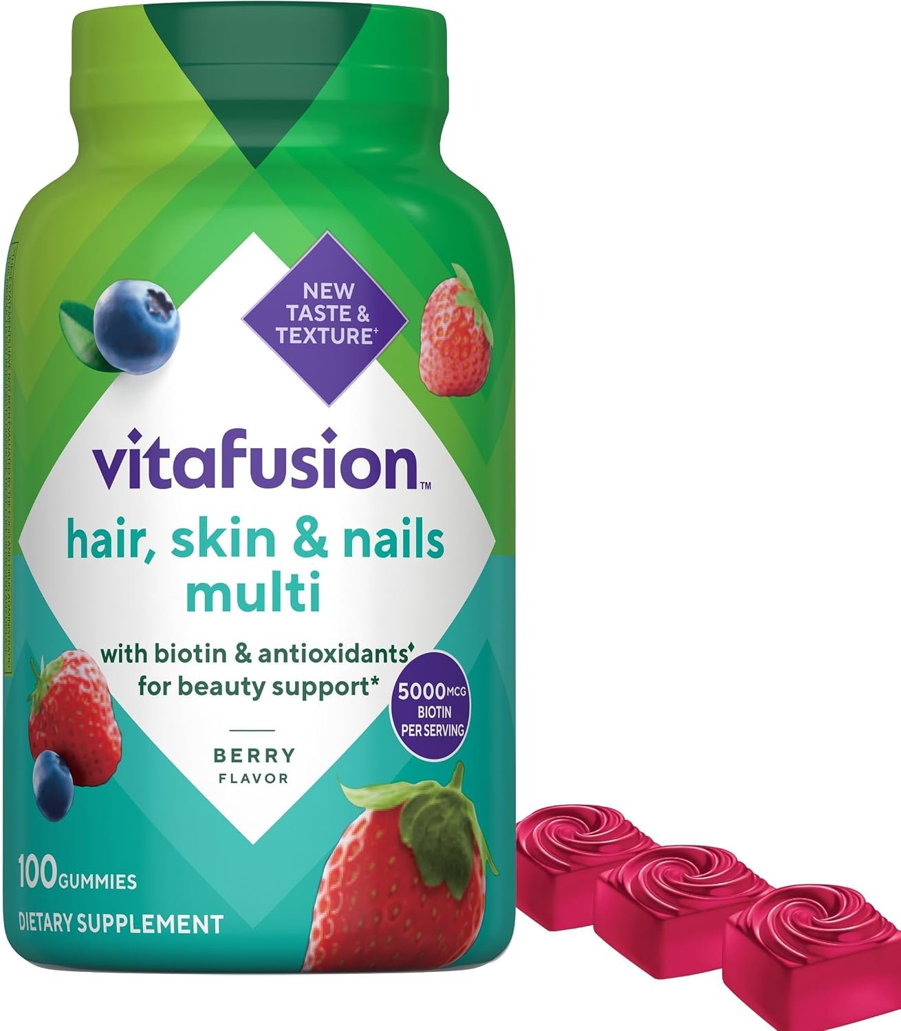 Vitafusion Hair Skin and Nails Gummies | Biotin 5000mcg Per 3 Gummies