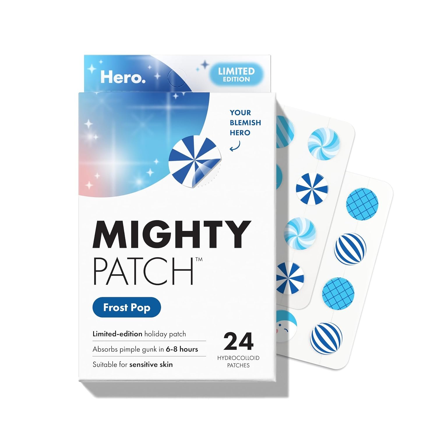 Mighty Patch Hero Cosmetics Frost Pop Hydrocolloid Pimple Patches, 24 Ct