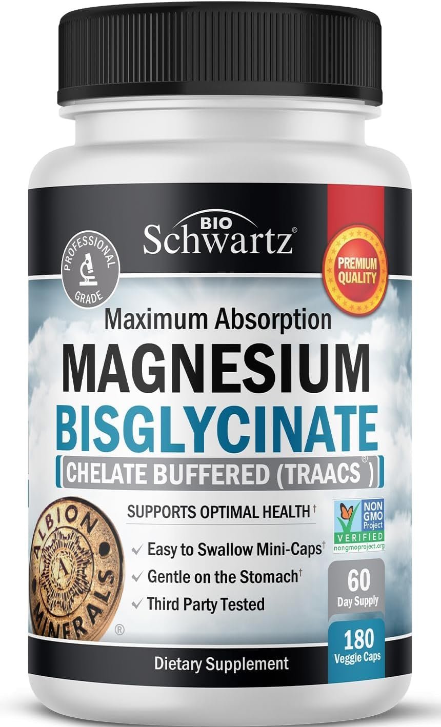 Magnesium Bisglycinate Chelated Supplement | 180 Capsules