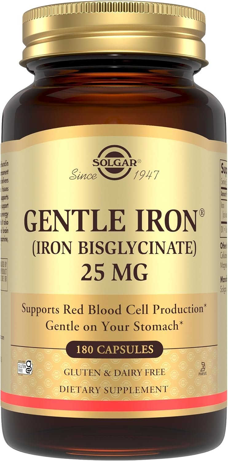 Solgar Gentle Iron, 180 Vegetable Capsules, Red Blood Cell Supplement