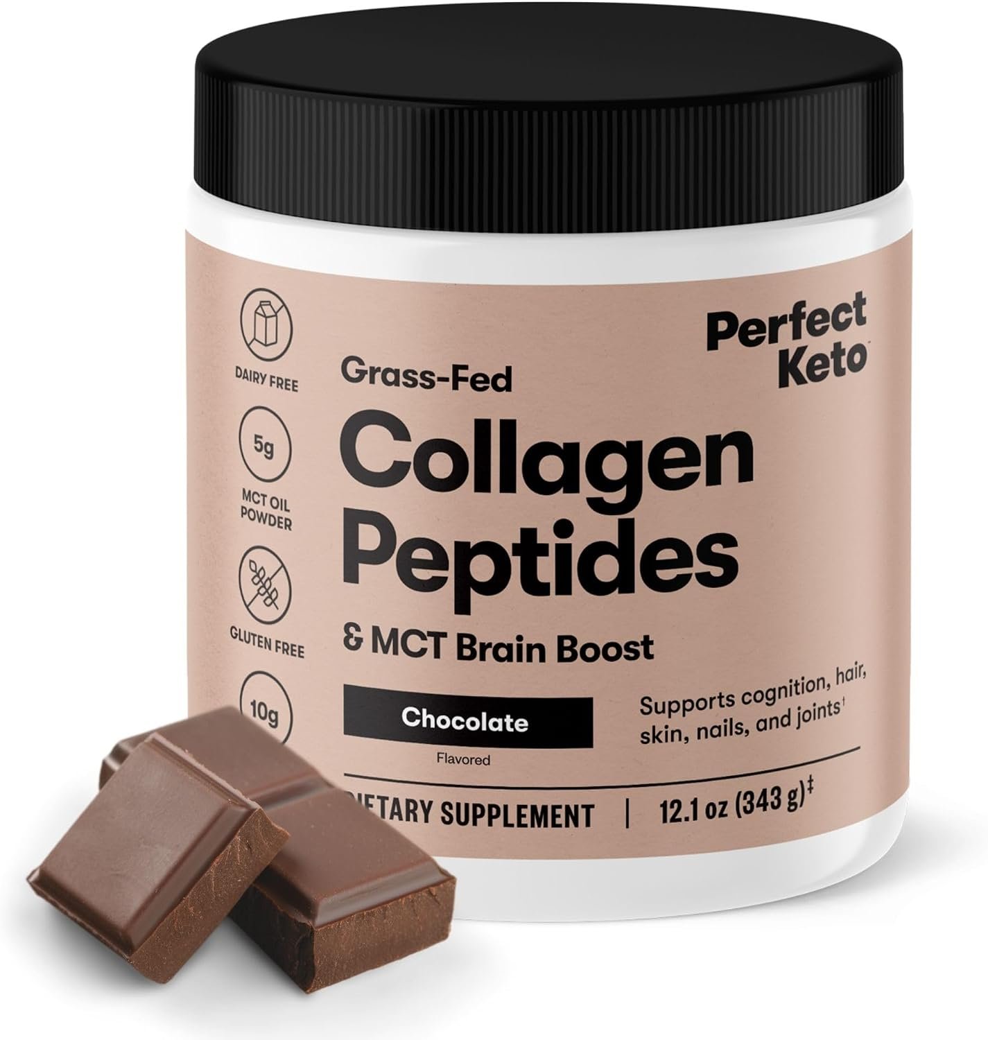 Perfect Keto Collagen Peptides Protein Powder, Chocolate | 20 Servings