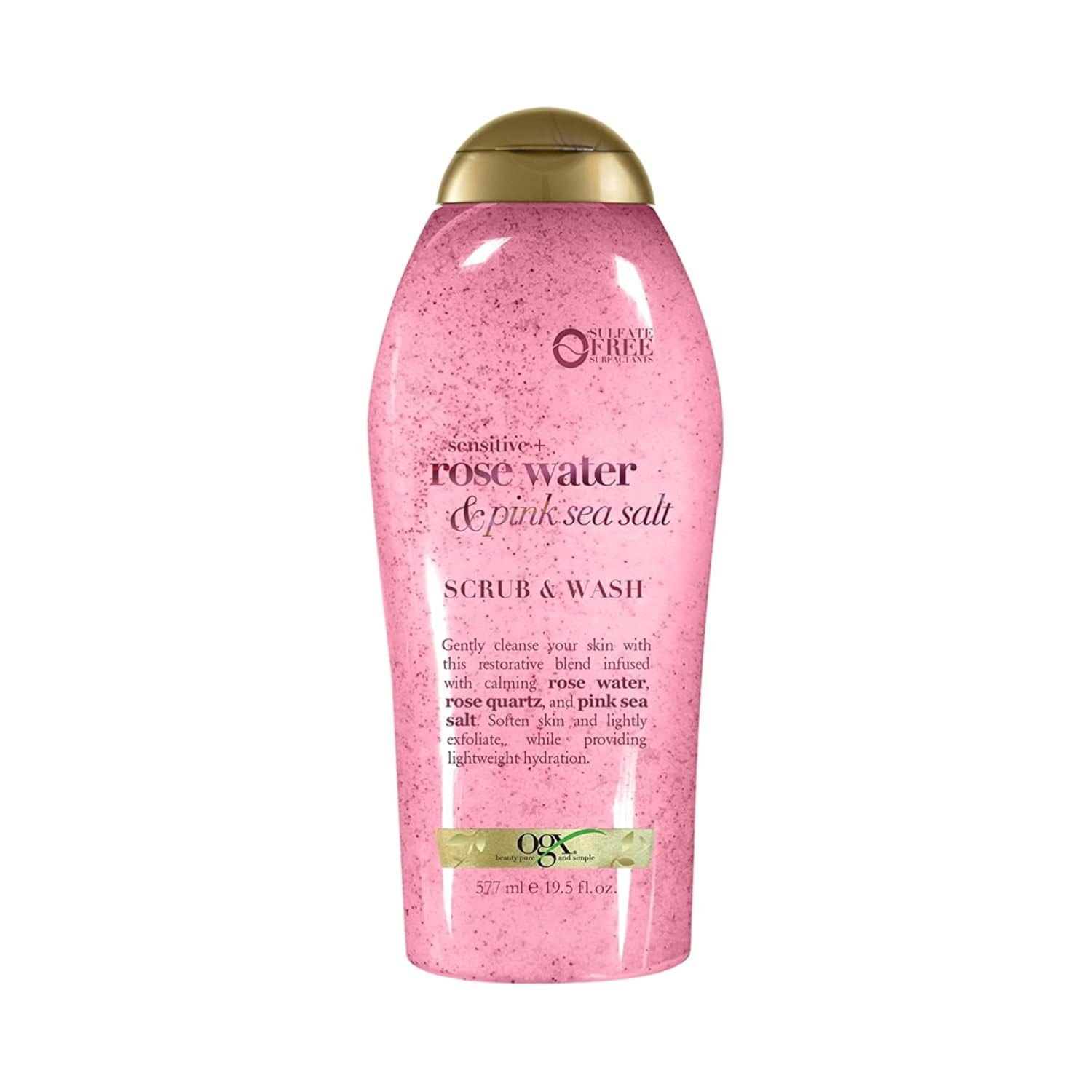 OGX Sensitive + Rose Water & Pink Sea Salt Scrub & Wash, 19.5 fl oz