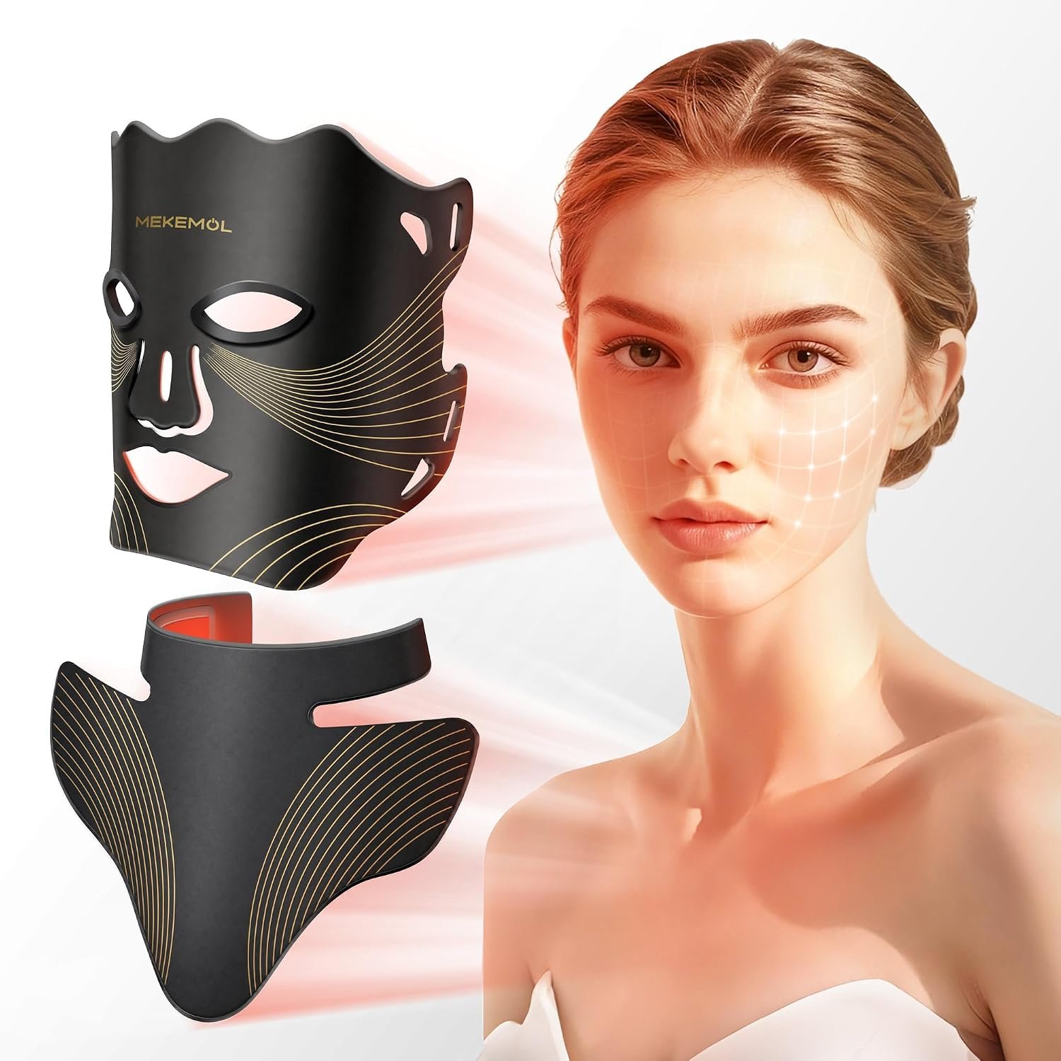 Red Light Mask for Face & Neck with Eye Protection