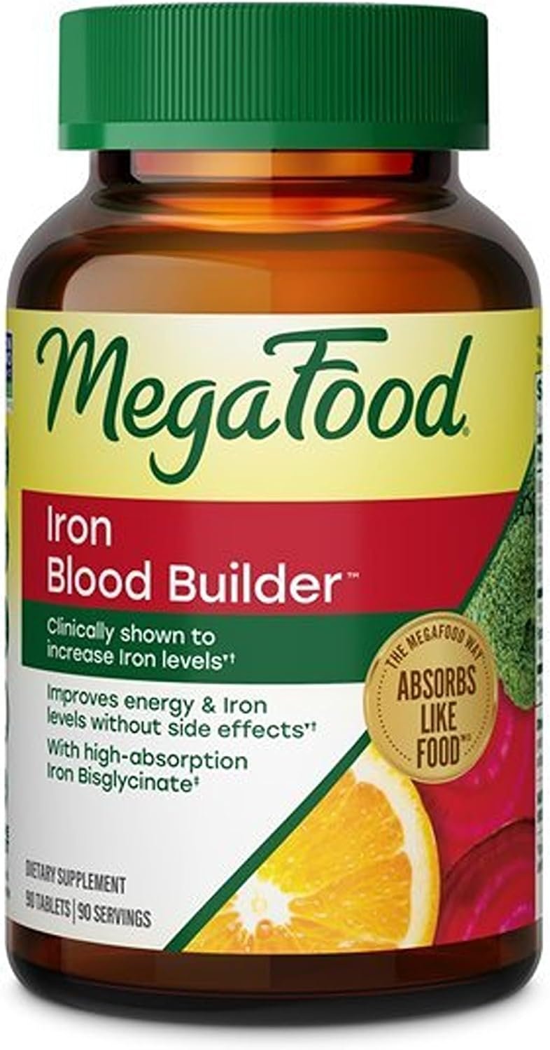 MegaFood Blood Builder Iron Supplement, Energy Support, Vegan, 90 Tablets