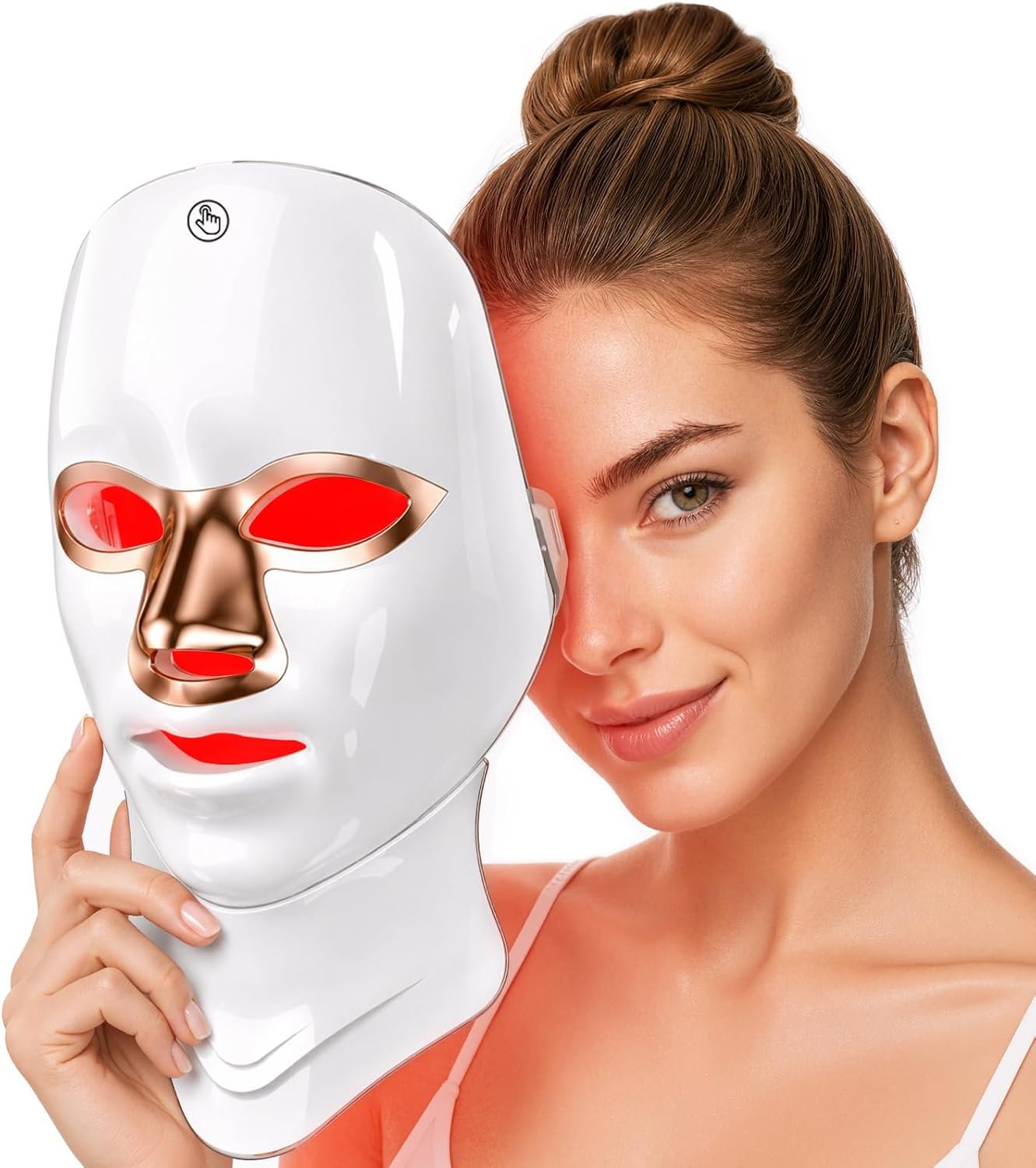 Red Light Therapy Mask for Face & Neck, Full Face Coverage,7 Modes