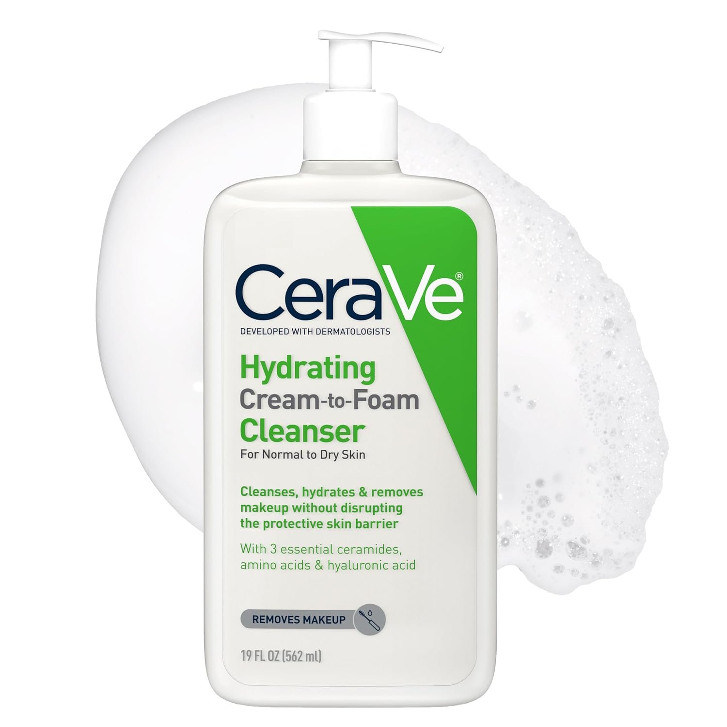 CeraVe Hydrating Cream To Foam Cleanser, Gentle Face Cleanser, 19oz