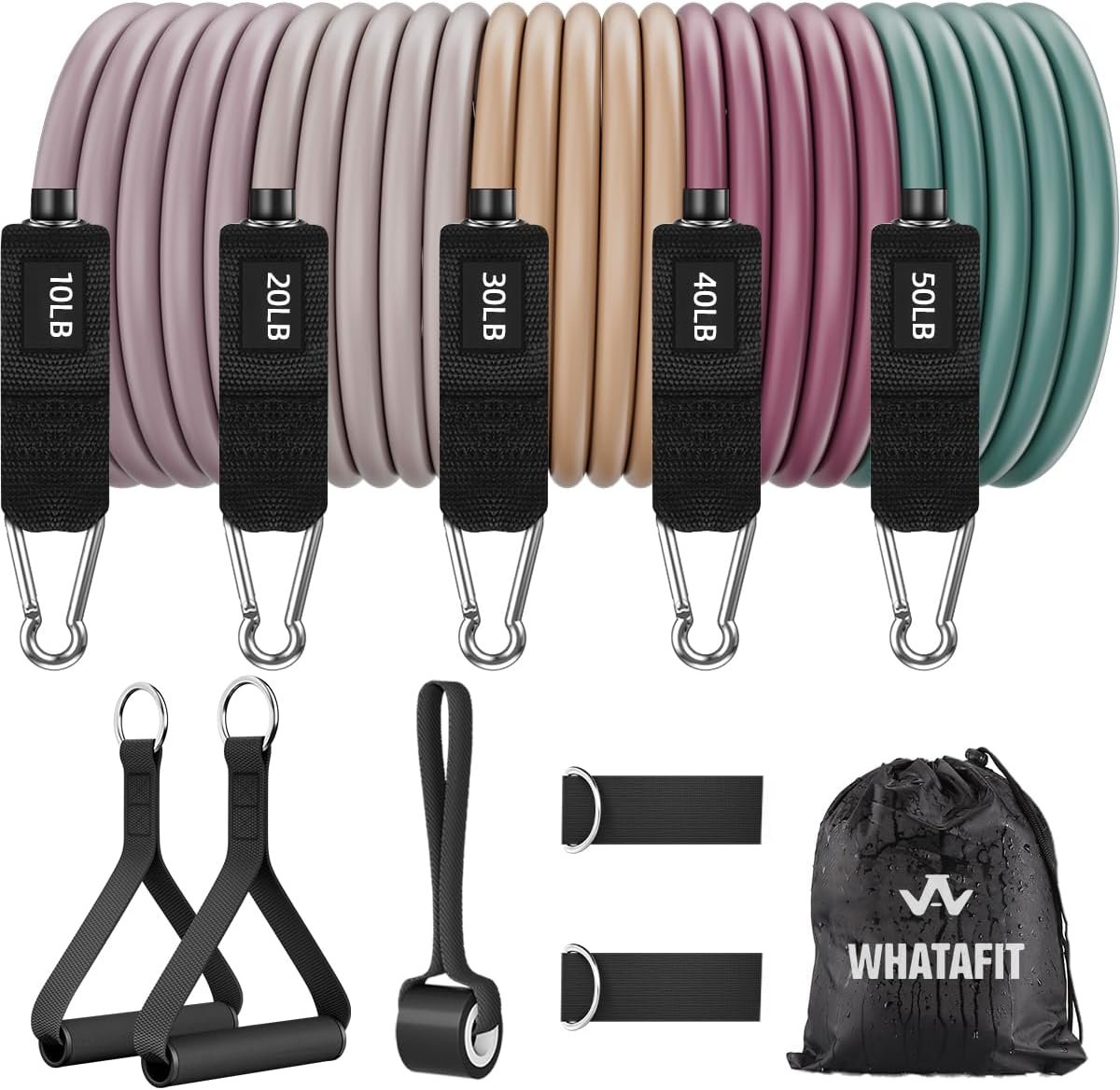 WHATAFIT Resistance Bands with Handles, Exercise Bands Set for Working Out