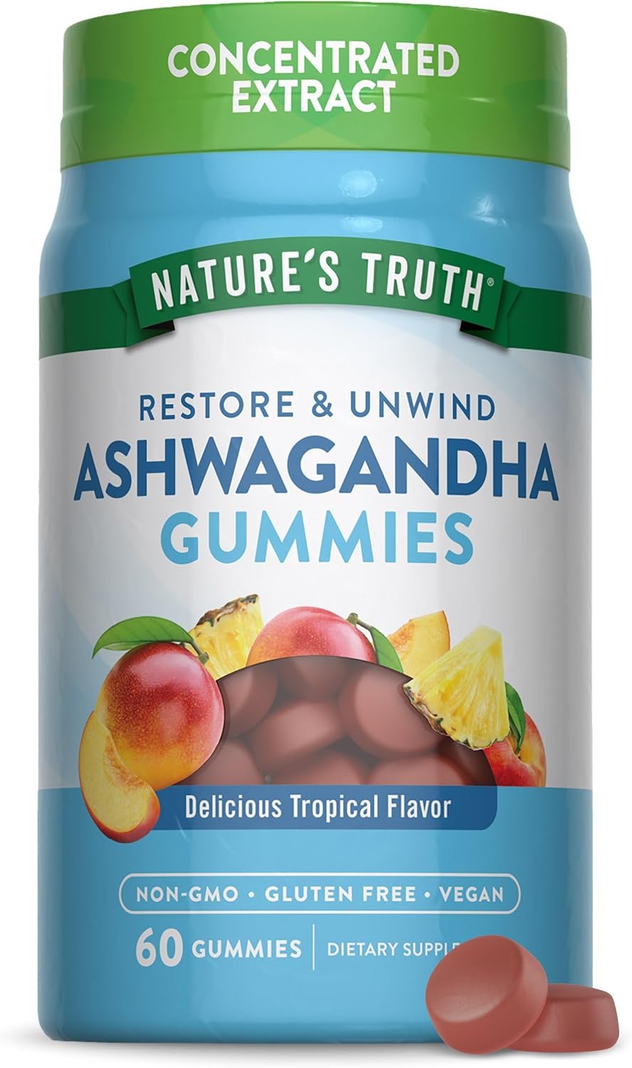 Nature’s Truth Ashwagandha Gummies | 60 Count | Tropical Flavor