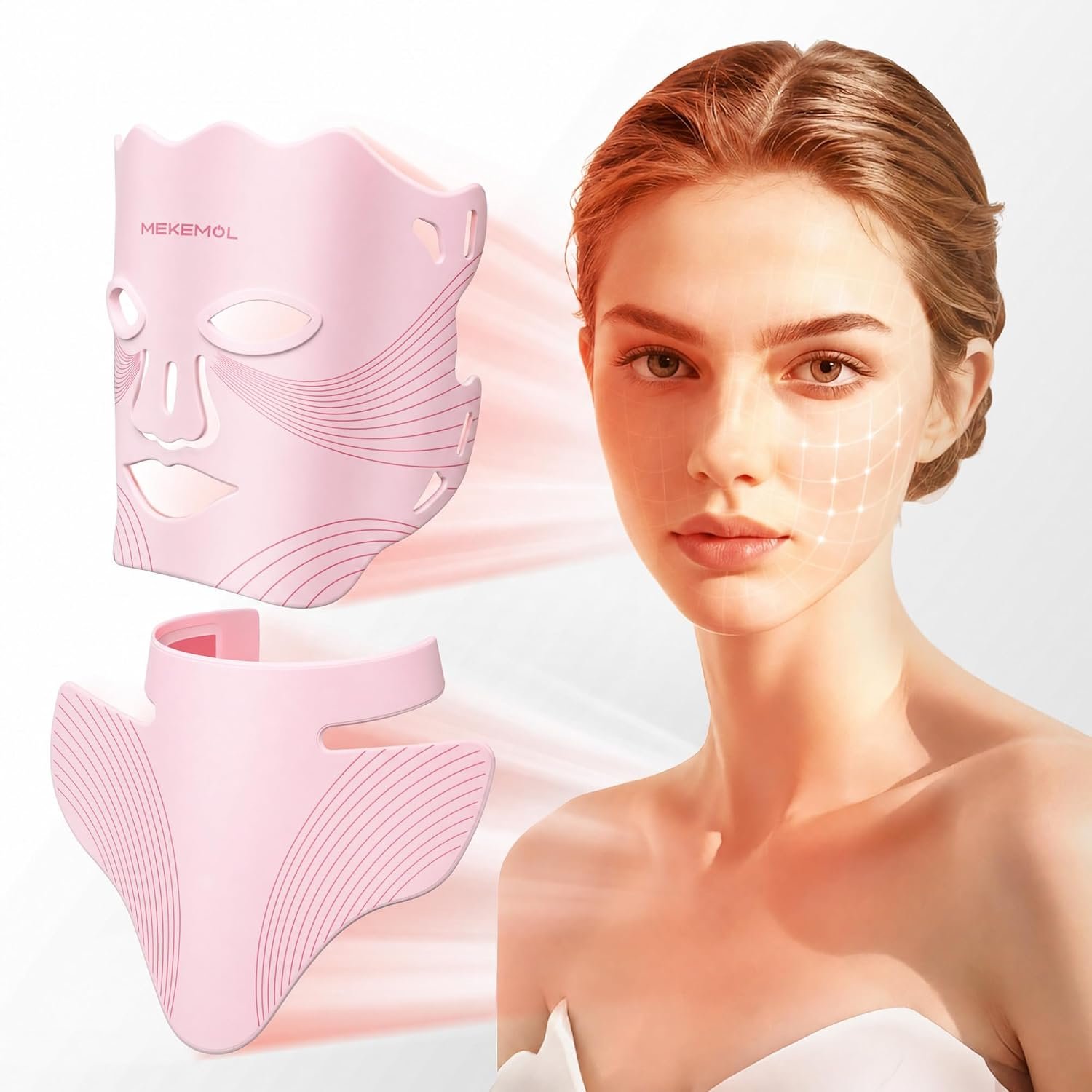 Red Light Mask for Face & Neck with Eye Protection